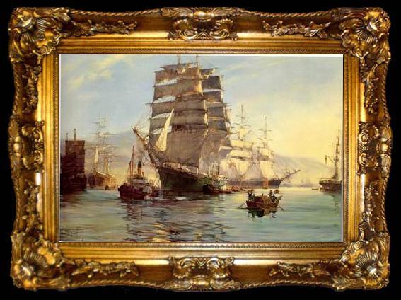 framed  unknow artist Seascape, boats, ships and warships. 32, ta009-2